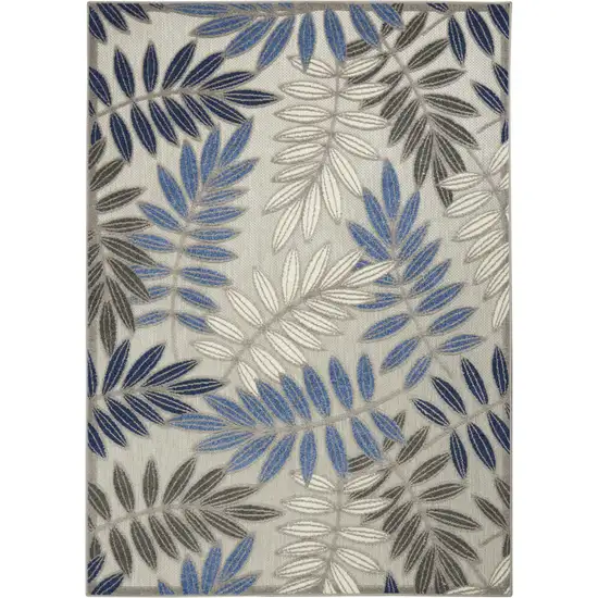 Blue And Gray Floral Indoor Outdoor Area Rug Photo 4