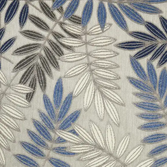 Blue And Gray Floral Indoor Outdoor Area Rug Photo 3