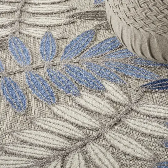 Blue And Gray Round Floral Indoor Outdoor Area Rug Photo 6
