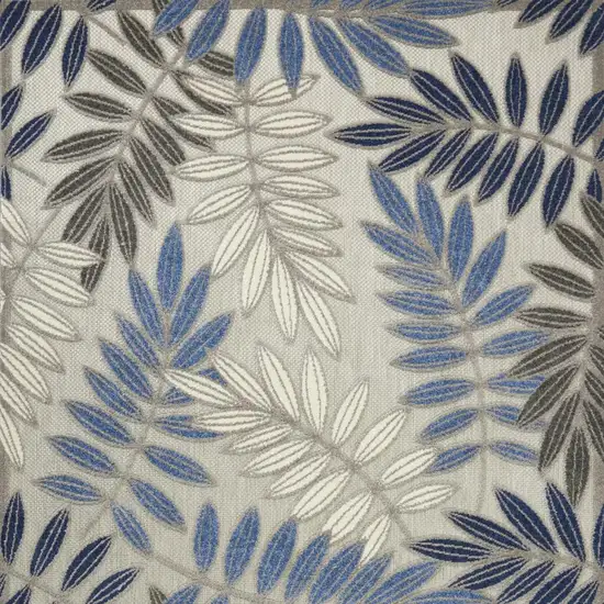 Blue And Gray Floral Indoor Outdoor Area Rug Photo 4
