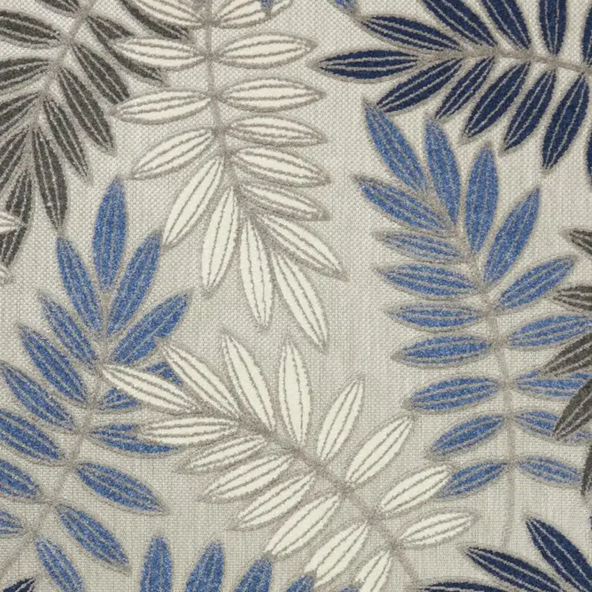 Blue And Gray Floral Indoor Outdoor Area Rug Photo 9