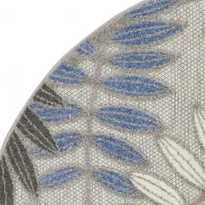 Photo of Gray and Blue Leaves Indoor Outdoor Area Rug