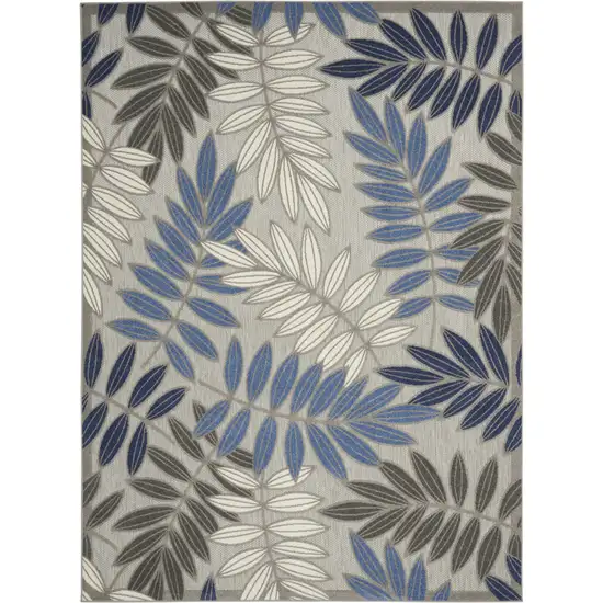 Blue And Gray Floral Indoor Outdoor Area Rug Photo 1