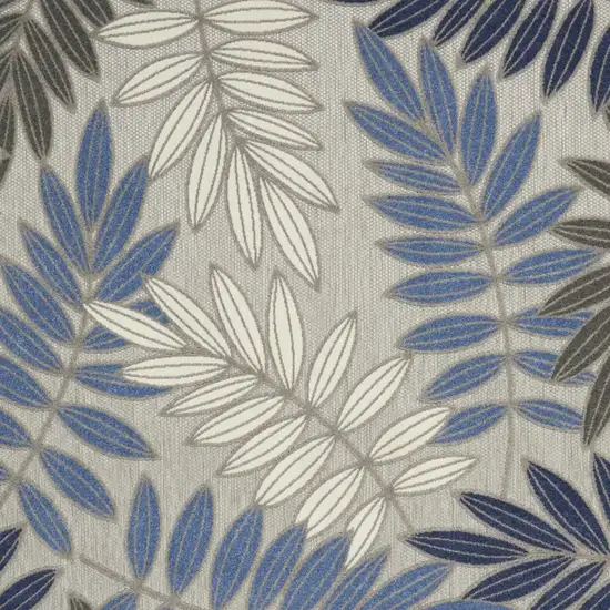 Blue And Gray Floral Indoor Outdoor Area Rug Photo 3