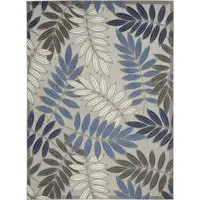 Photo of Gray and Blue Leaves Indoor Outdoor Area Rug
