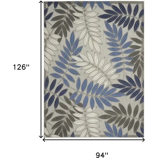 8??? X 11??? Gray And Blue Leaves Indoor Outdoor Area Rug Photo 9