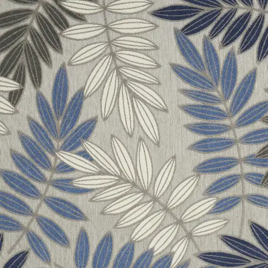 Blue And Gray Floral Indoor Outdoor Area Rug Photo 3
