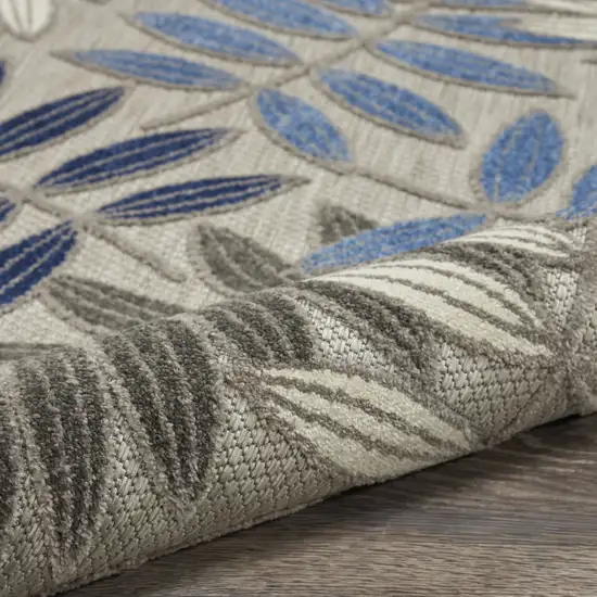 Blue And Gray Floral Indoor Outdoor Area Rug Photo 9