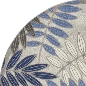 Photo of Gray and Blue Leaves Indoor Outdoor Area Rug