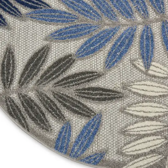 Blue And Gray Round Floral Indoor Outdoor Area Rug Photo 4