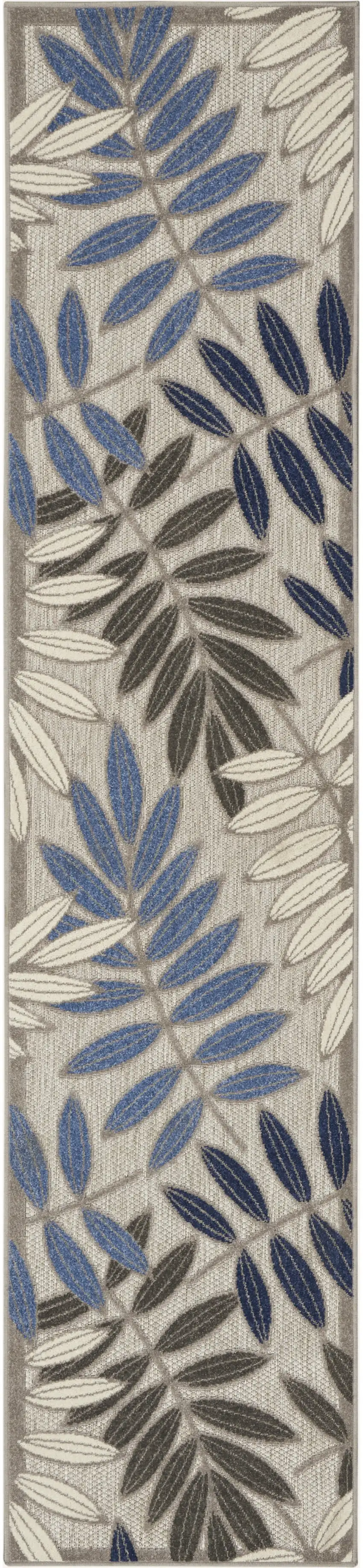 Grey/Blue Floral Indoor Outdoor Area Rug Photo 5
