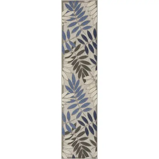 Grey/Blue Floral Indoor Outdoor Area Rug Photo 5