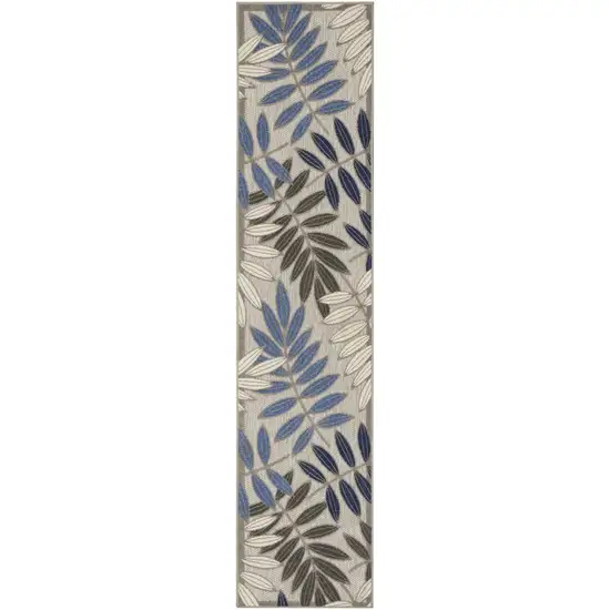 6' Blue And Gray Floral Indoor Outdoor Area Rug Photo 4