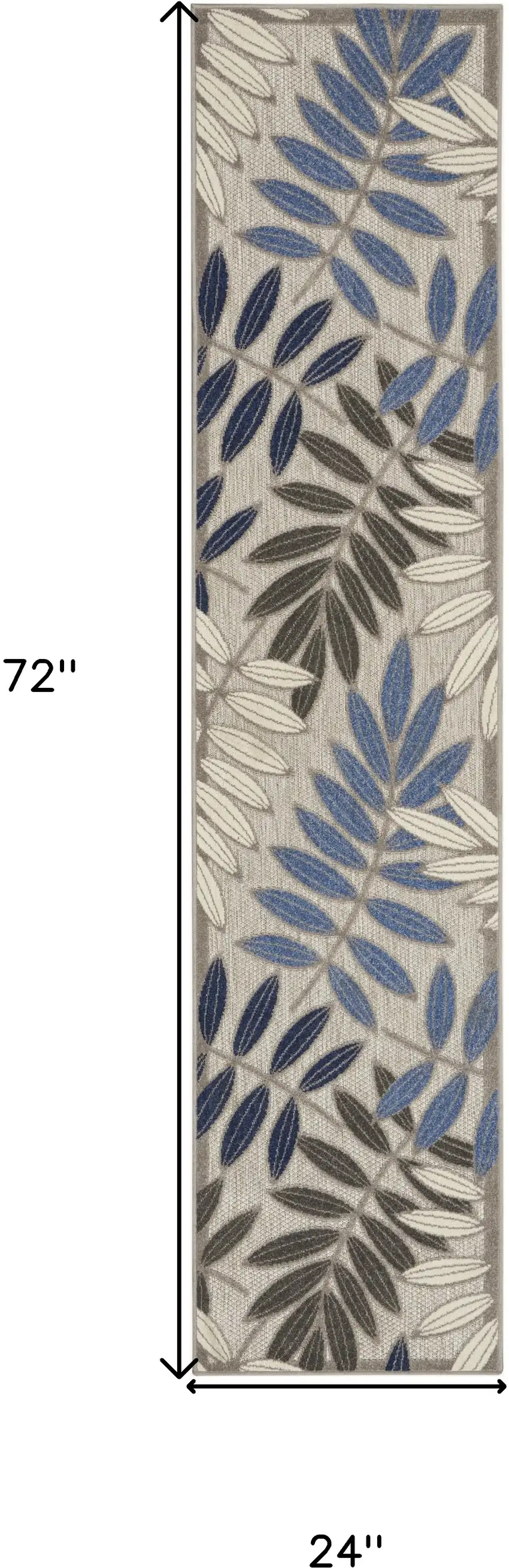 Grey/Blue Floral Indoor Outdoor Area Rug Photo 7