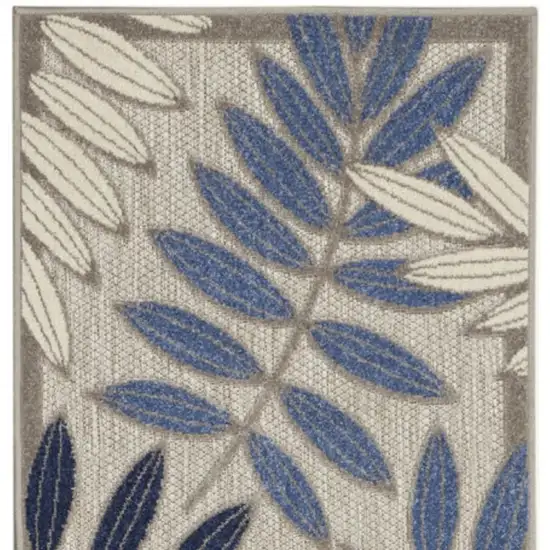 6' Blue And Gray Floral Indoor Outdoor Area Rug Photo 3