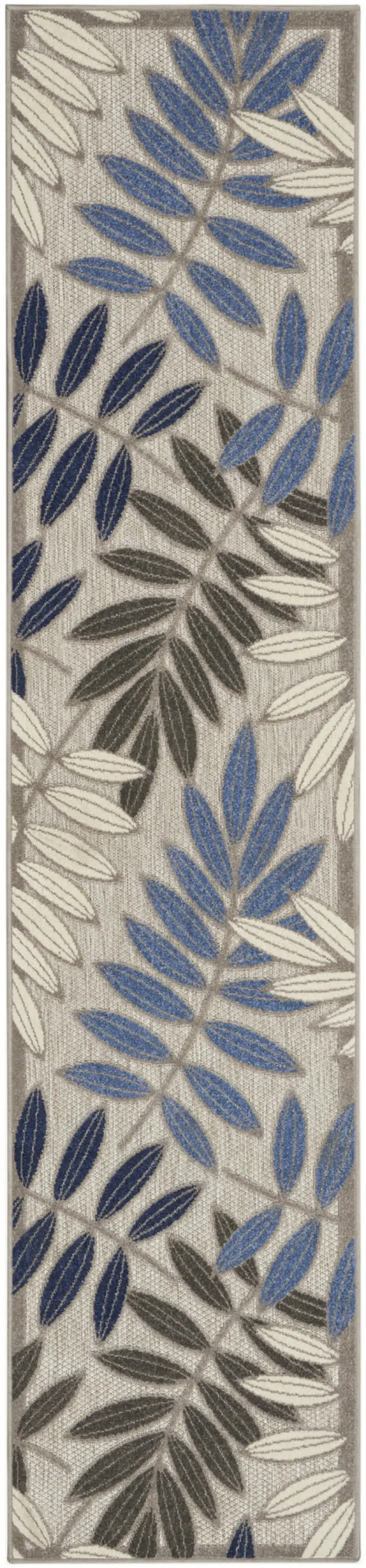 6' Blue And Gray Floral Indoor Outdoor Area Rug Photo 1