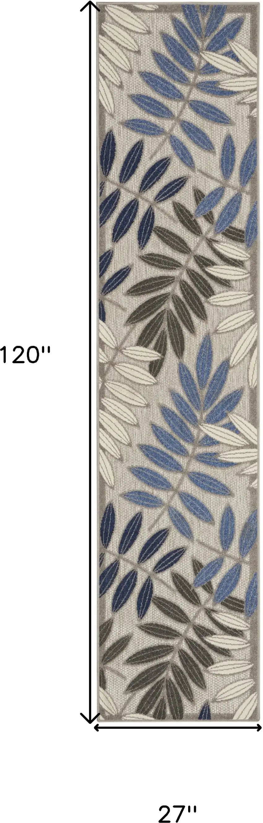 Grey/Blue Floral Indoor Outdoor Area Rug Photo 7