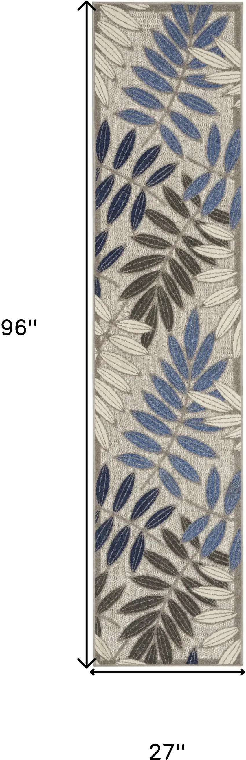 Blue And Gray Floral Indoor Outdoor Area Rug Photo 7