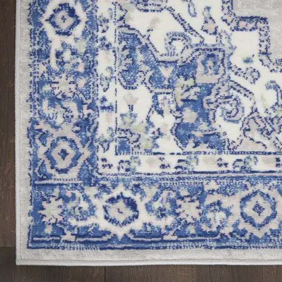 Gray and Blue Medallion Area Rug Photo 7