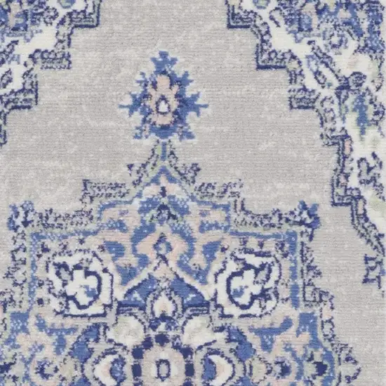 Gray and Blue Medallion Area Rug Photo 4
