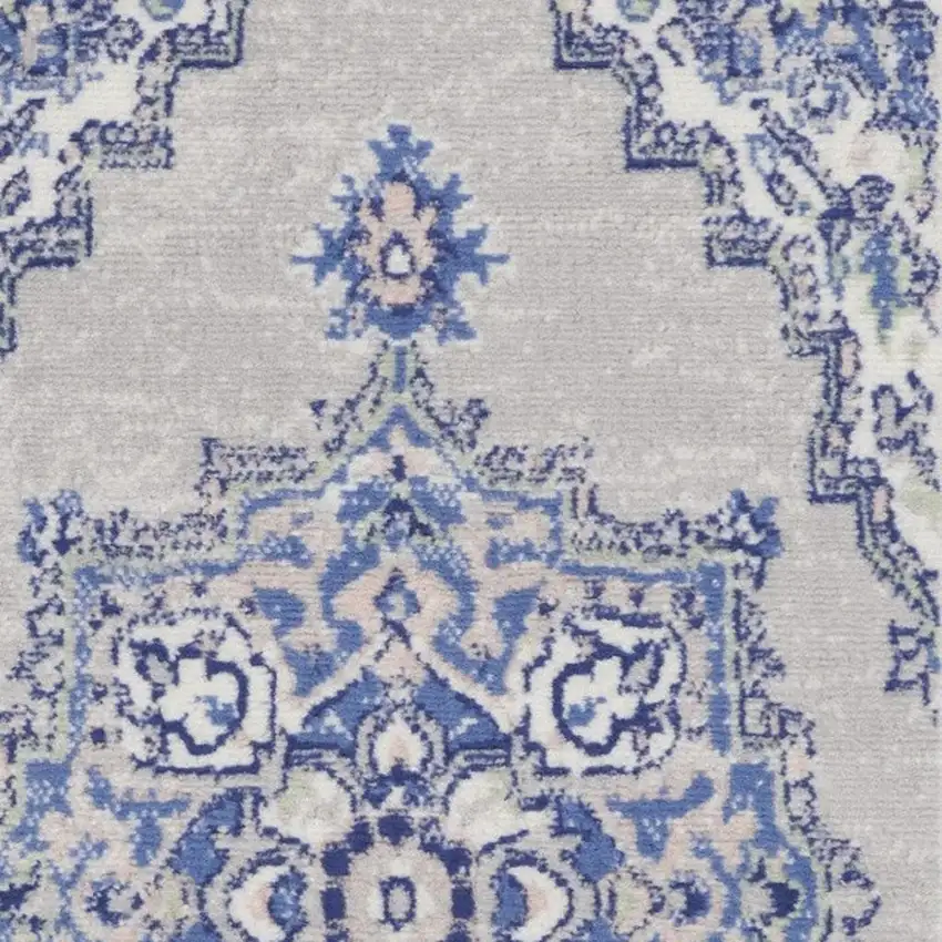 Gray and Blue Medallion Area Rug Photo 4