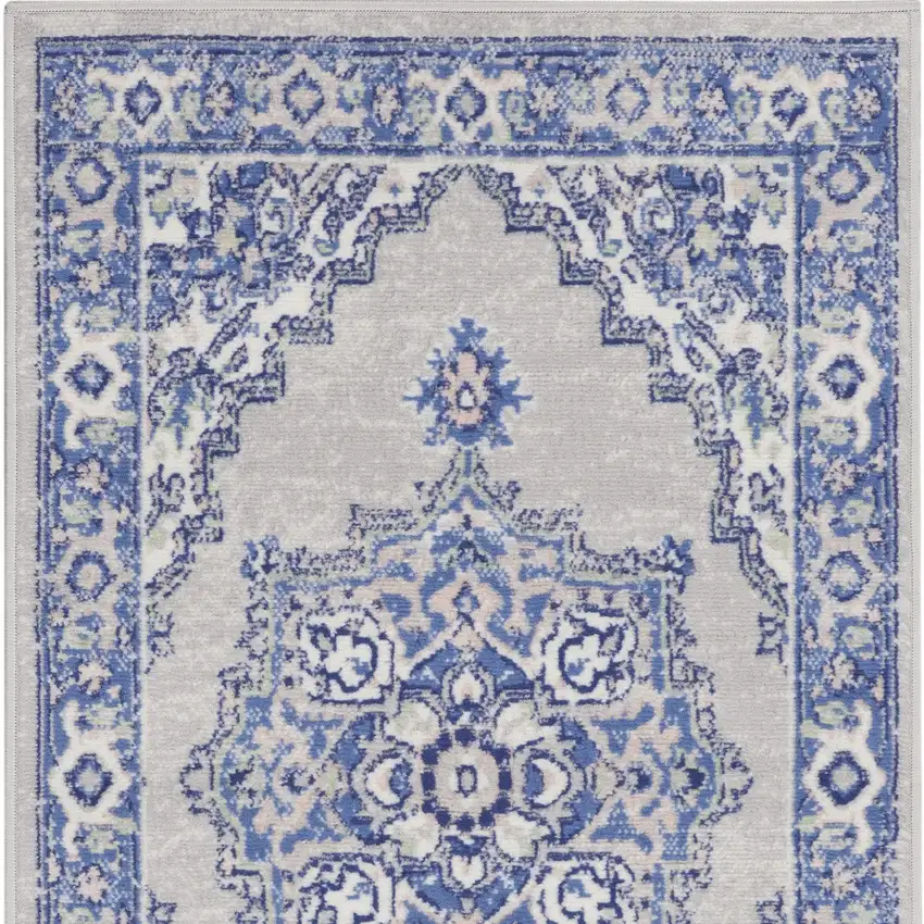Gray and Blue Medallion Area Rug Photo 7