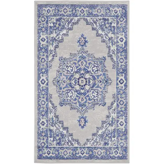 Gray and Blue Medallion Area Rug Photo 1