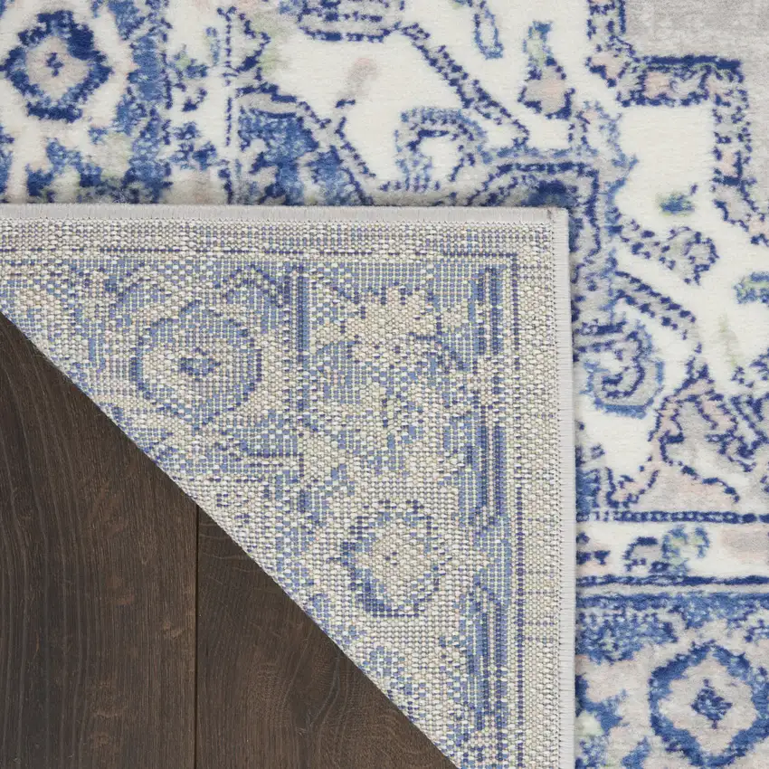 Gray and Blue Medallion Area Rug Photo 5