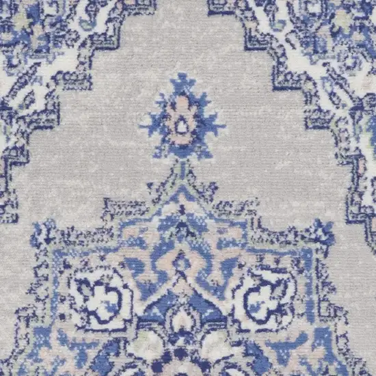 Gray and Blue Medallion Area Rug Photo 6
