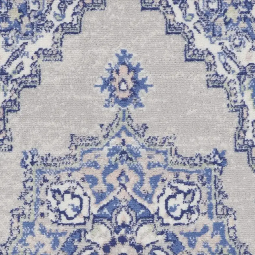 Gray and Blue Medallion Area Rug Photo 6