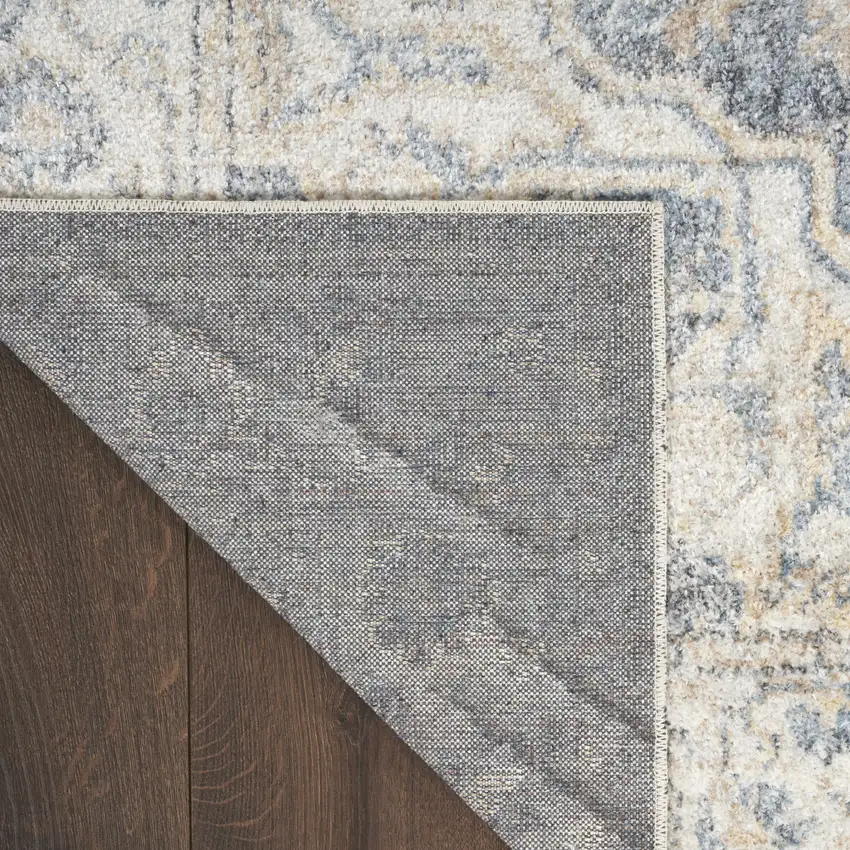 Gray and Blue Oriental Power Loom Washable Area Rug Photo 9