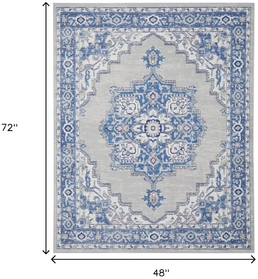 Blue And Gray Medallion Area Rug Photo 4