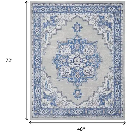 Blue And Gray Medallion Area Rug Photo 4