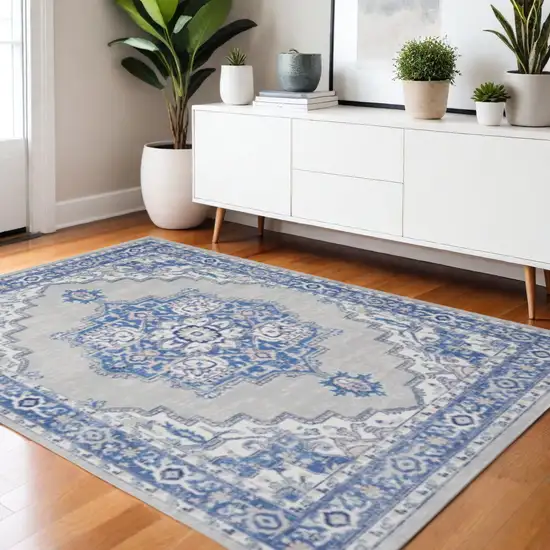 Blue And Gray Medallion Area Rug Photo 2