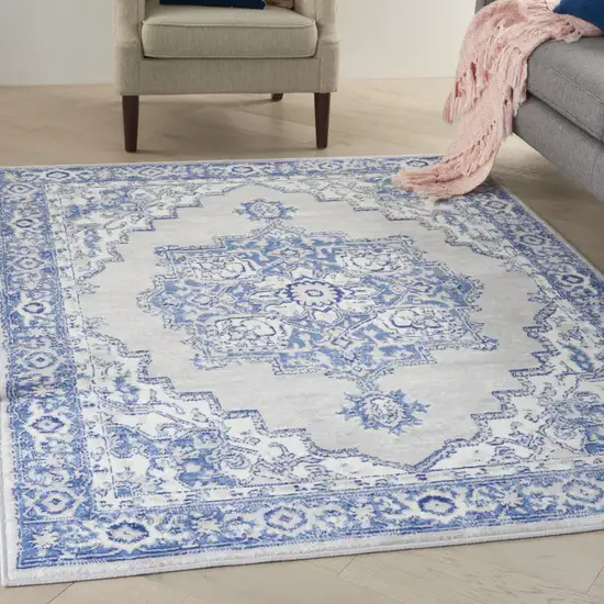 Blue And Gray Medallion Area Rug Photo 4