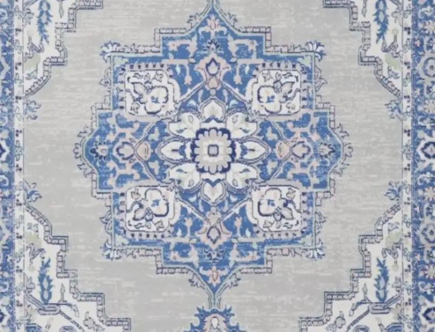 Blue Gray Floral Dhurrie Area Rug Photo 3