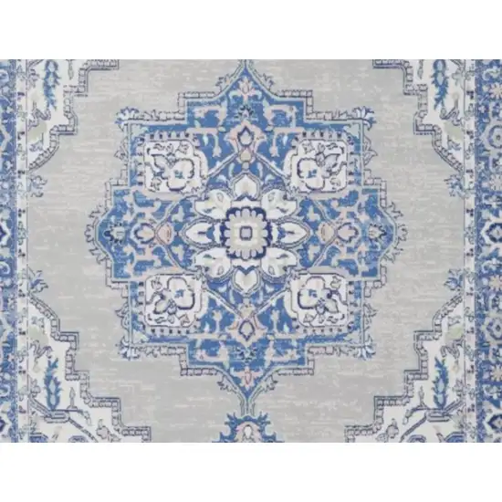 Blue Gray Floral Dhurrie Area Rug Photo 3