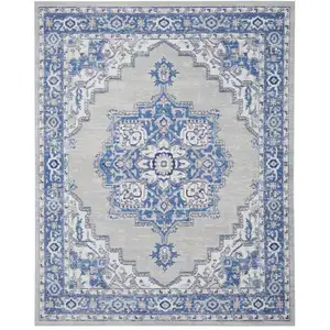 Photo of Gray and Blue Persian Medallion Area Rug