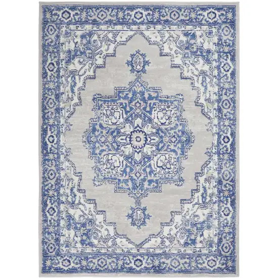 Blue And Gray Medallion Area Rug Photo 8
