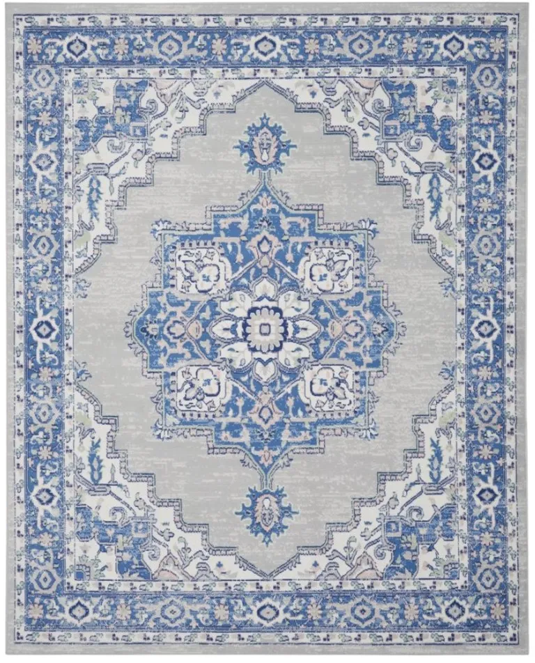 Gray and Blue Persian Medallion Area Rug Photo 2