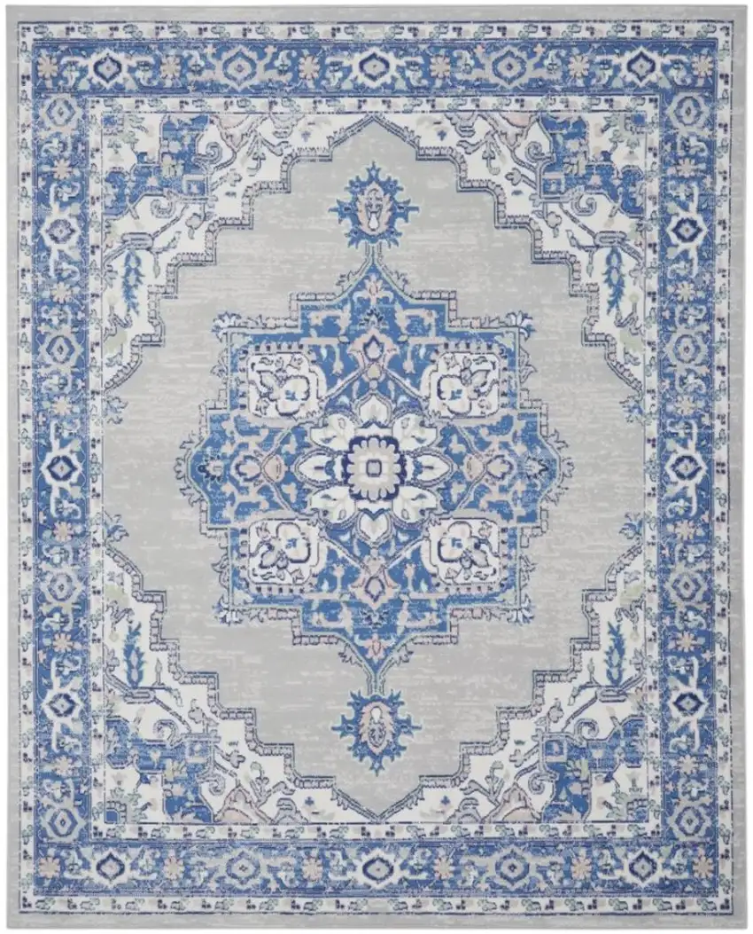 Blue And Gray Medallion Area Rug Photo 2