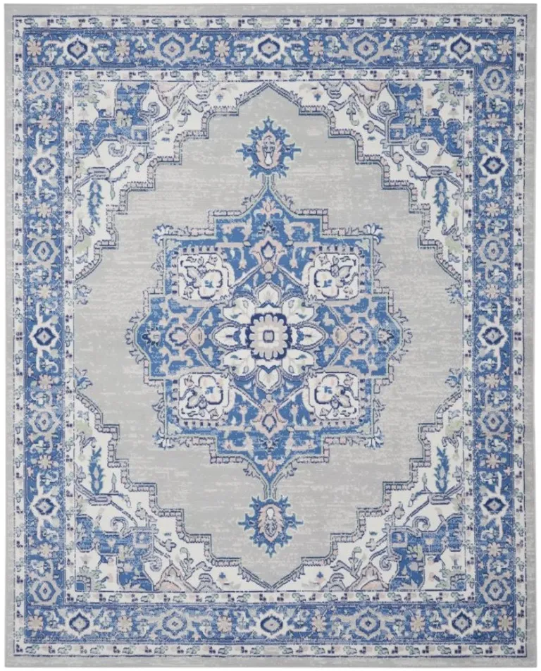 Gray and Blue Persian Medallion Area Rug Photo 2