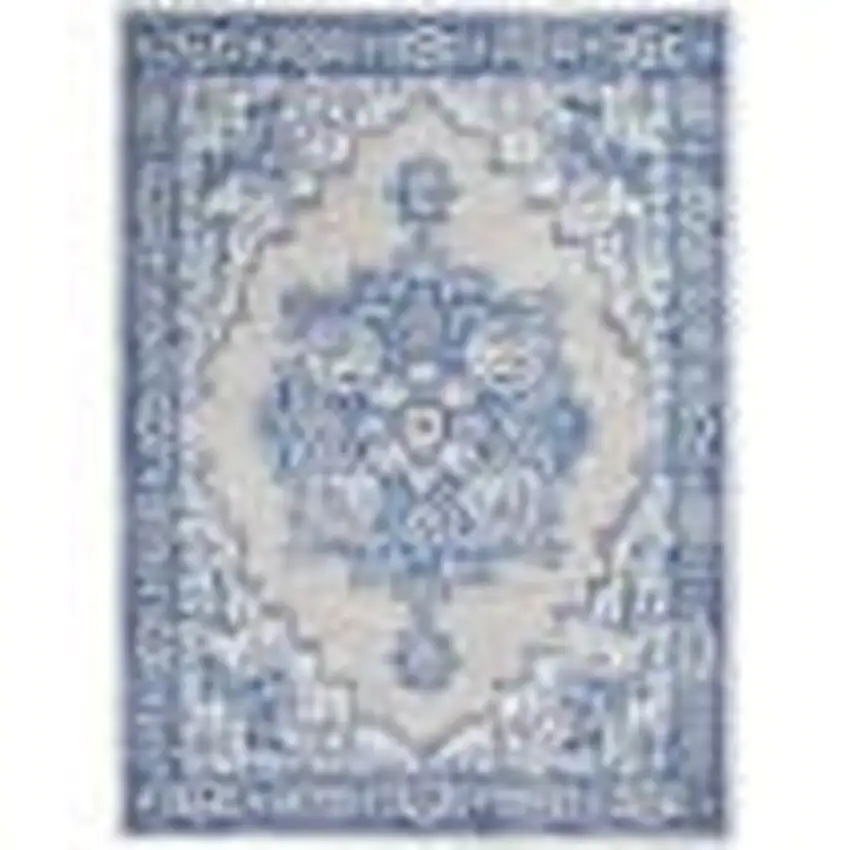Gray and Blue Persian Medallion Area Rug Photo 1