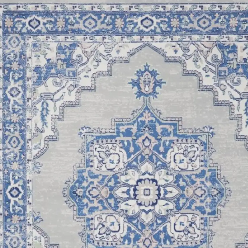 Blue And Gray Medallion Area Rug Photo 4
