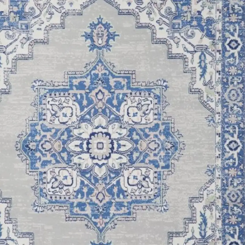 Blue And Gray Medallion Area Rug Photo 3