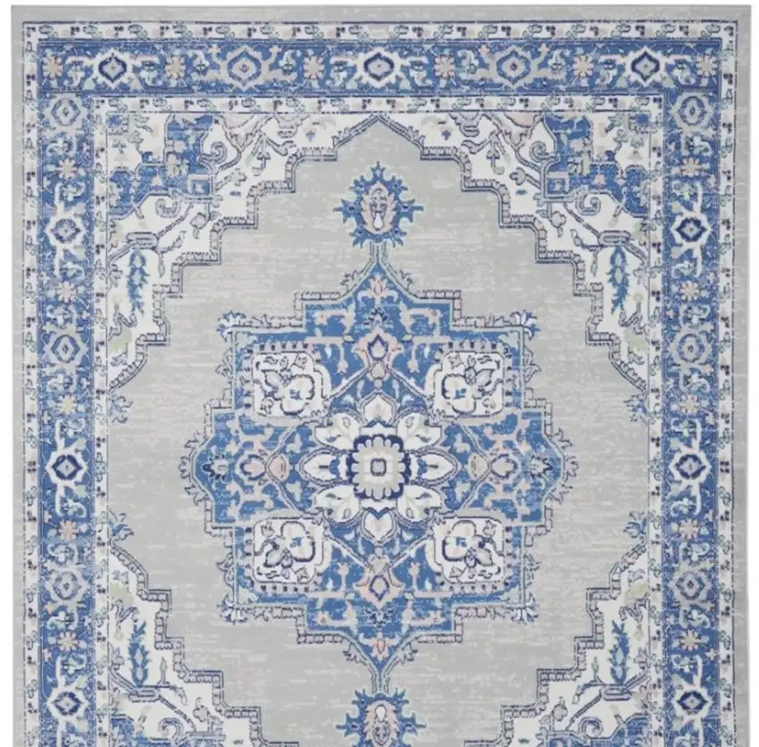 Blue And Gray Medallion Area Rug Photo 5