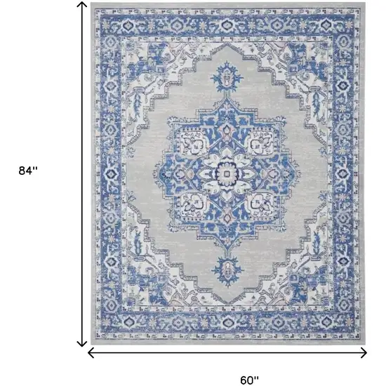 Blue And Gray Medallion Area Rug Photo 6