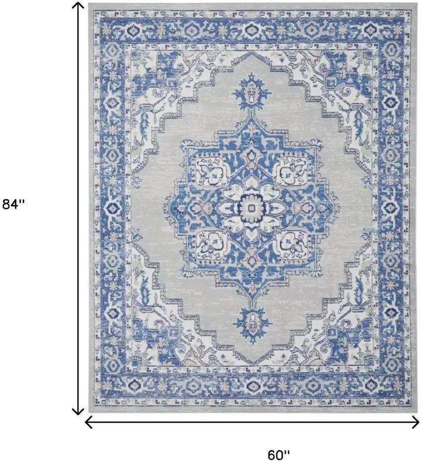 Blue And Gray Medallion Area Rug Photo 6