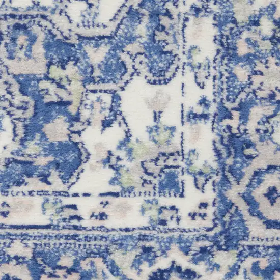 Blue And Gray Floral Area Rug Photo 4