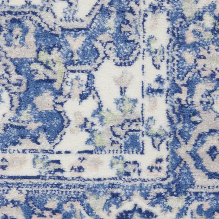 Blue And Gray Floral Area Rug Photo 4